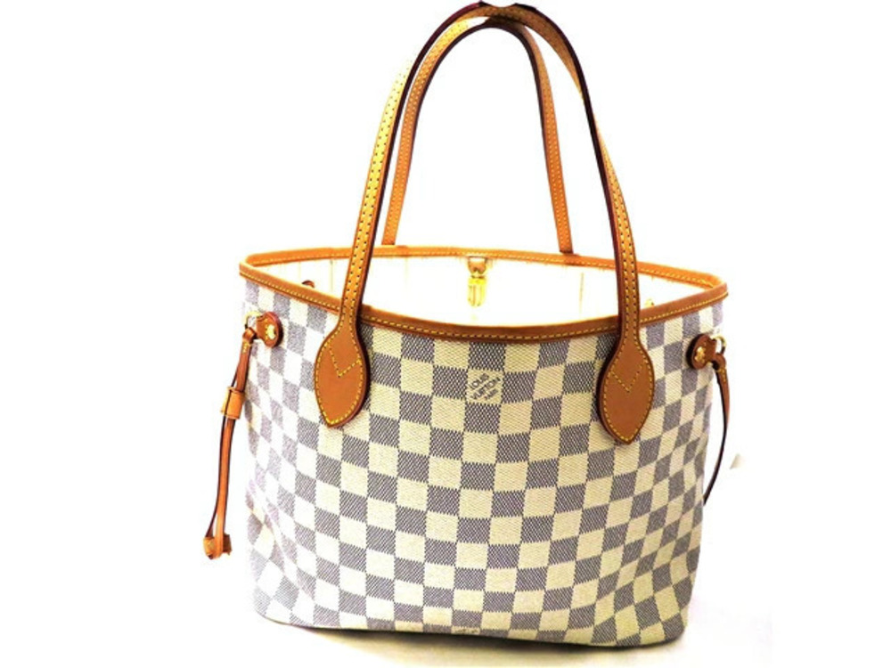 LOUIS VUITTON Neverfull Tote Bag Azur White